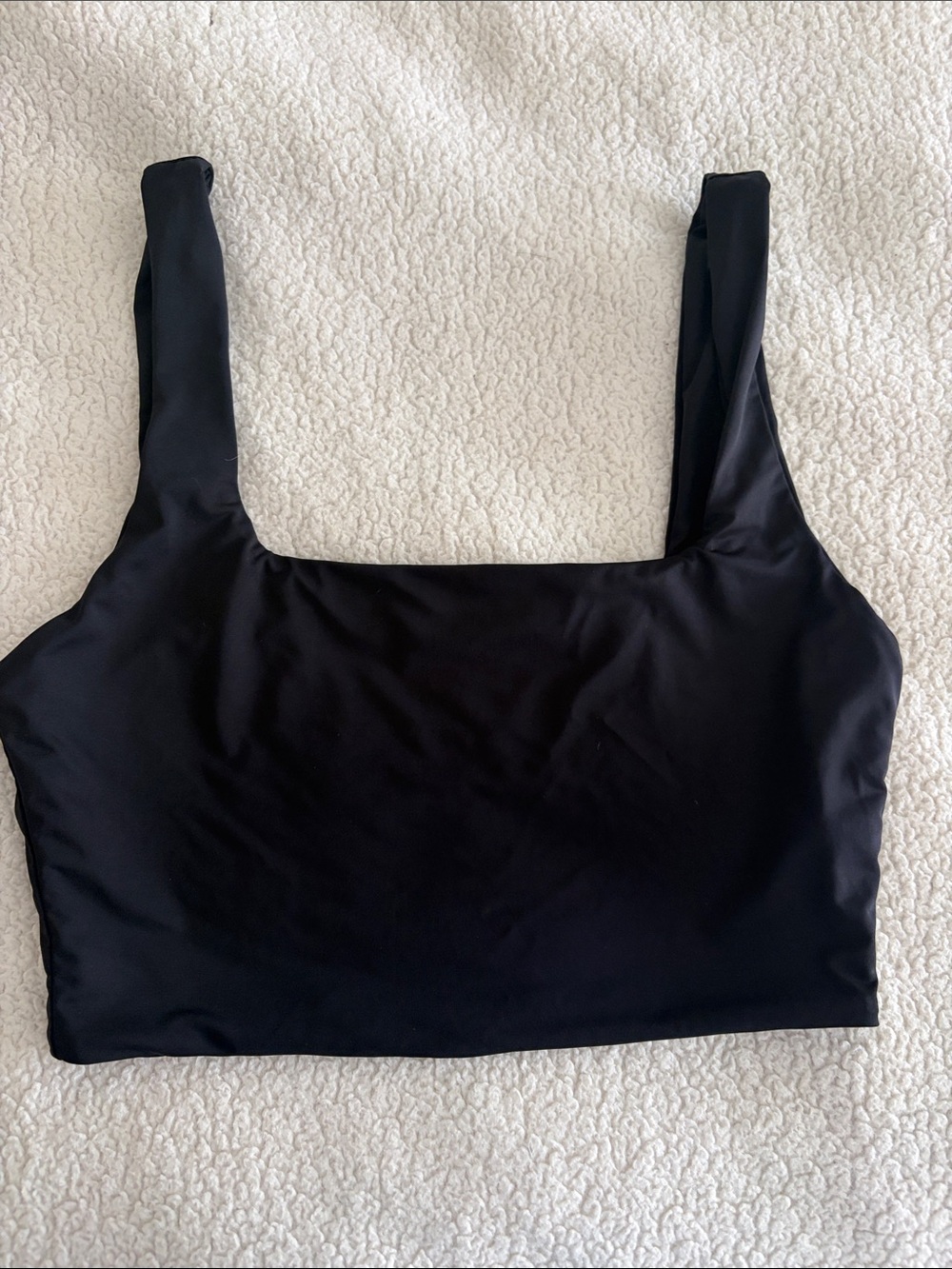 Black Square-Neck Crop Tank Top Small